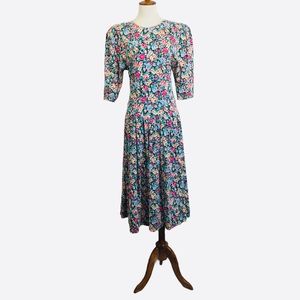 Vintage Eber 80s Floral Sweetheart Dress